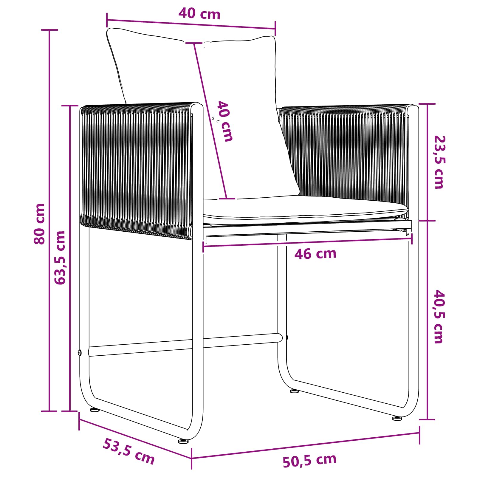 Σέτ φαγητού για κήπο 9 pcs Μαύρο και Ανθρακί 200 x 80 x 73 εκ - Pakobazaar