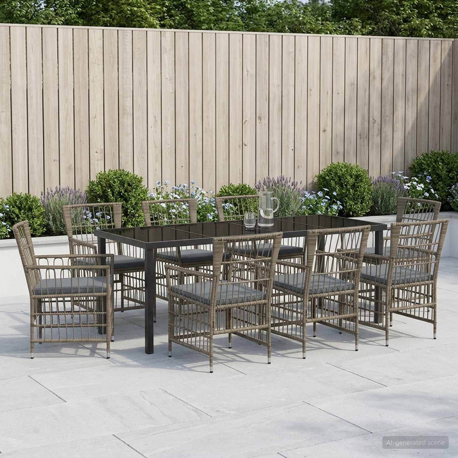 Σετ Εξωτερικής Τραπέζης 9 τμχ. Γκρι συνθετικό ρατάν - Pakobazaar