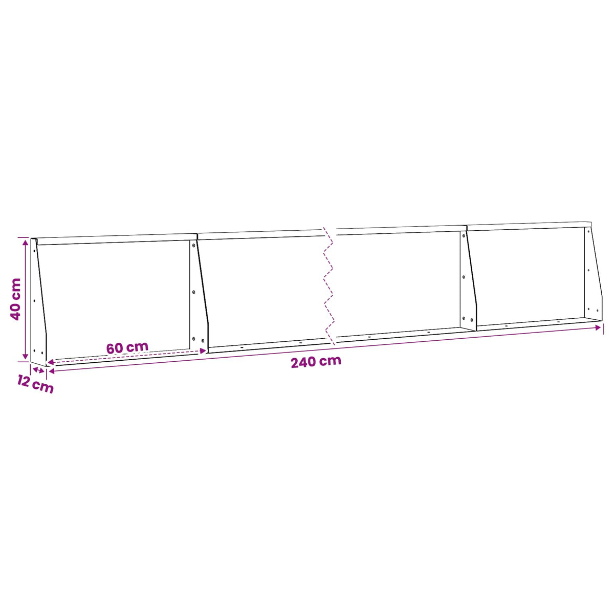 Τοίχος Στήριξης 4 τμχ. 60 x 12 x 40 cm Γαλβανισμένος Χάλυβας - Pakobazaar