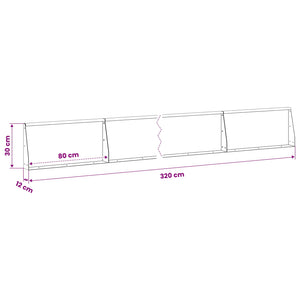 Τοίχος Στήριξης 4 τμχ. 80 x 12 x 30 εκ Ατσάλι Λευκό