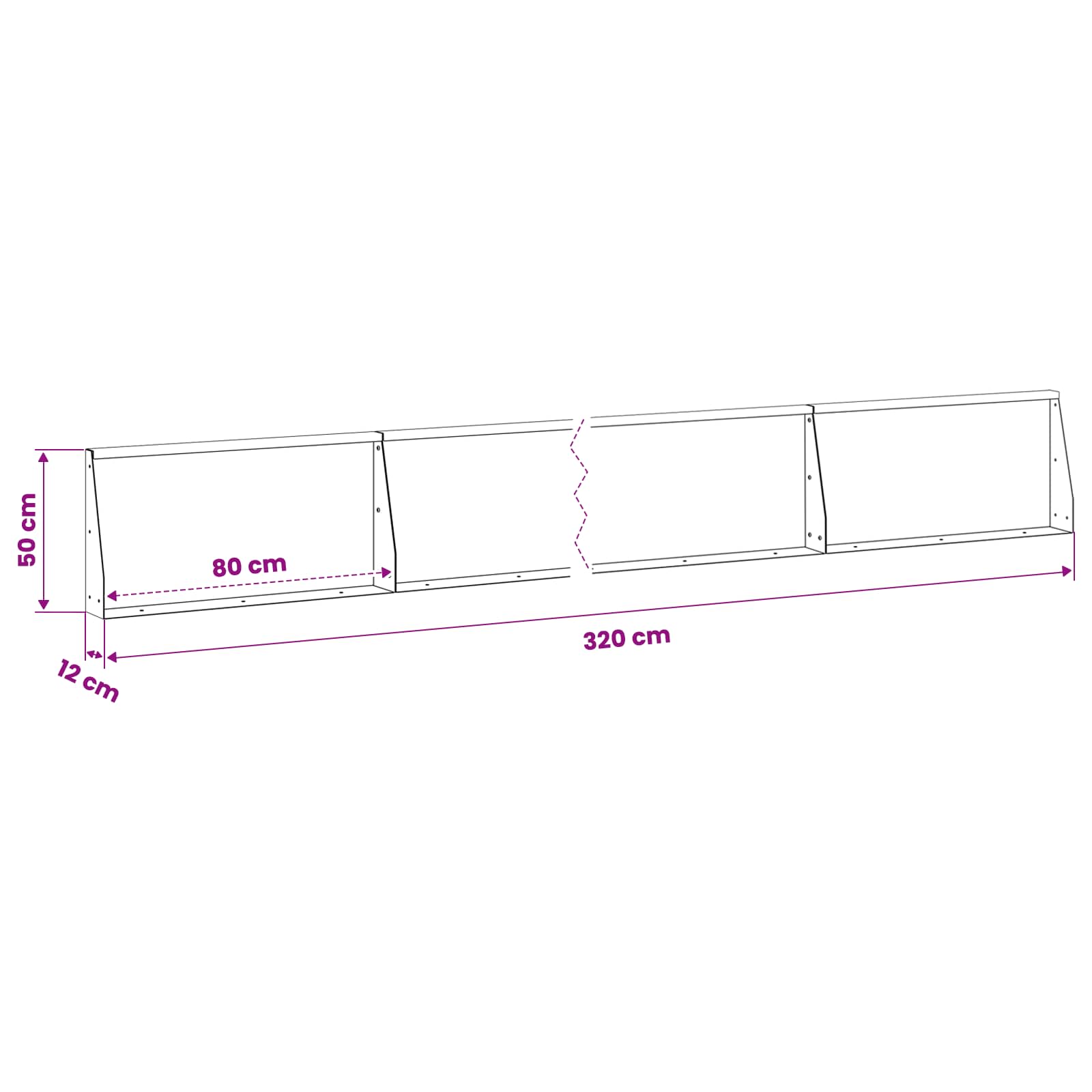 Τοίχος Στήριξης 4 τμχ. 80 x 12 x 50 εκ. Ατσάλι Λαδί - Pakobazaar