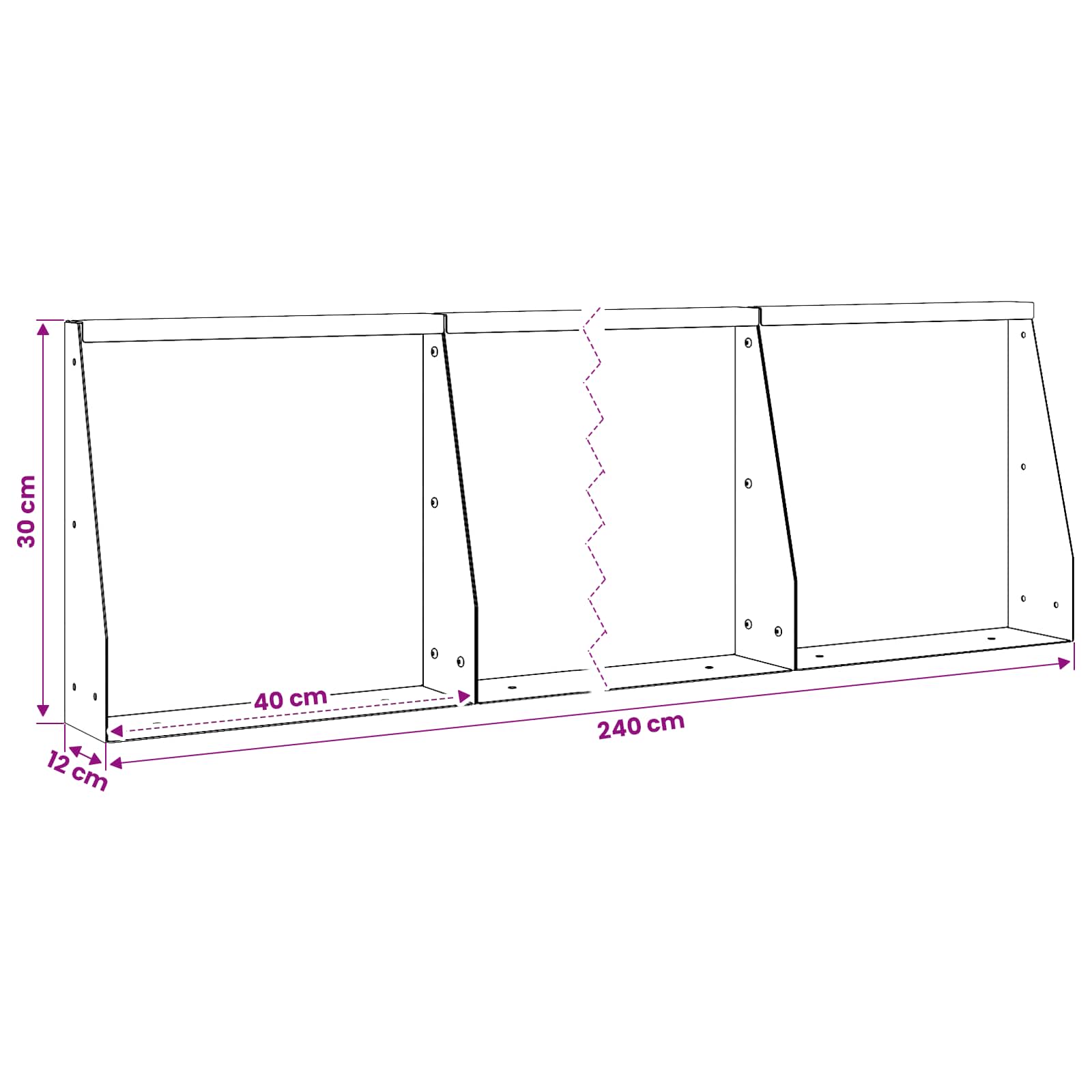Τοίχος Στήριξης 6 τμχ. 40 x 12 x 30 εκ. Ατσάλι Ανθρακί