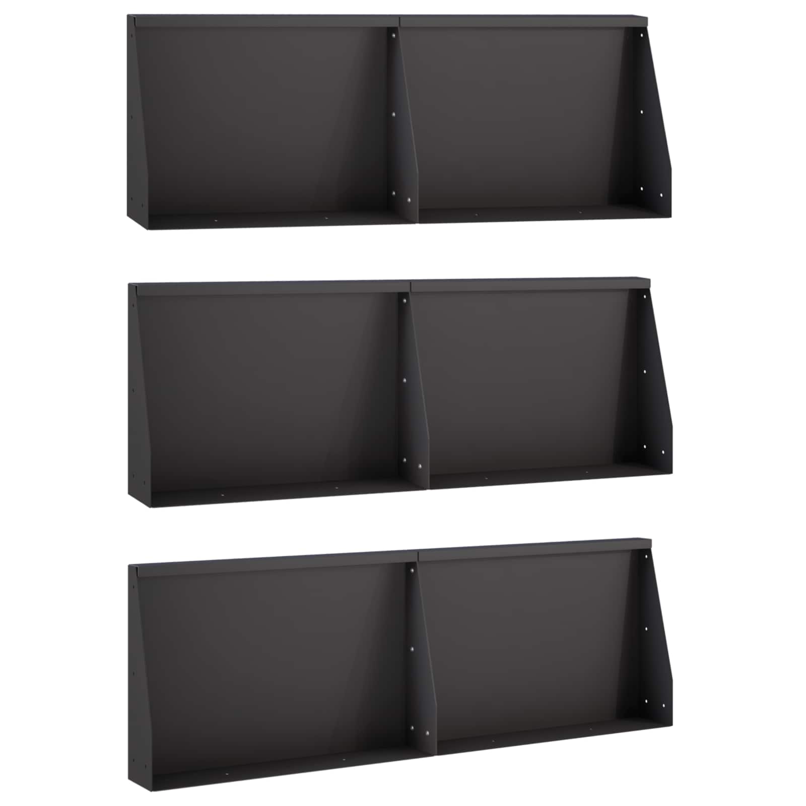 Τοίχος Στήριξης 6 τμχ. 60 x 12 x 30 εκ Ατσάλι Μαύρο