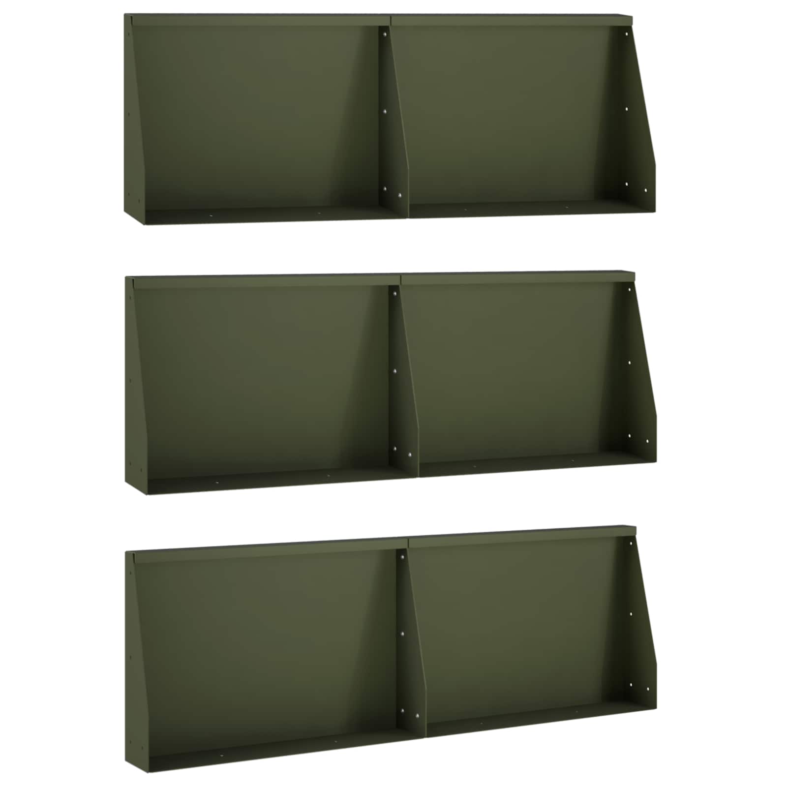 Τοίχος Στήριξης 6 τμχ. 60 x 12 x 40 cm Ατσάλι Λαδί
