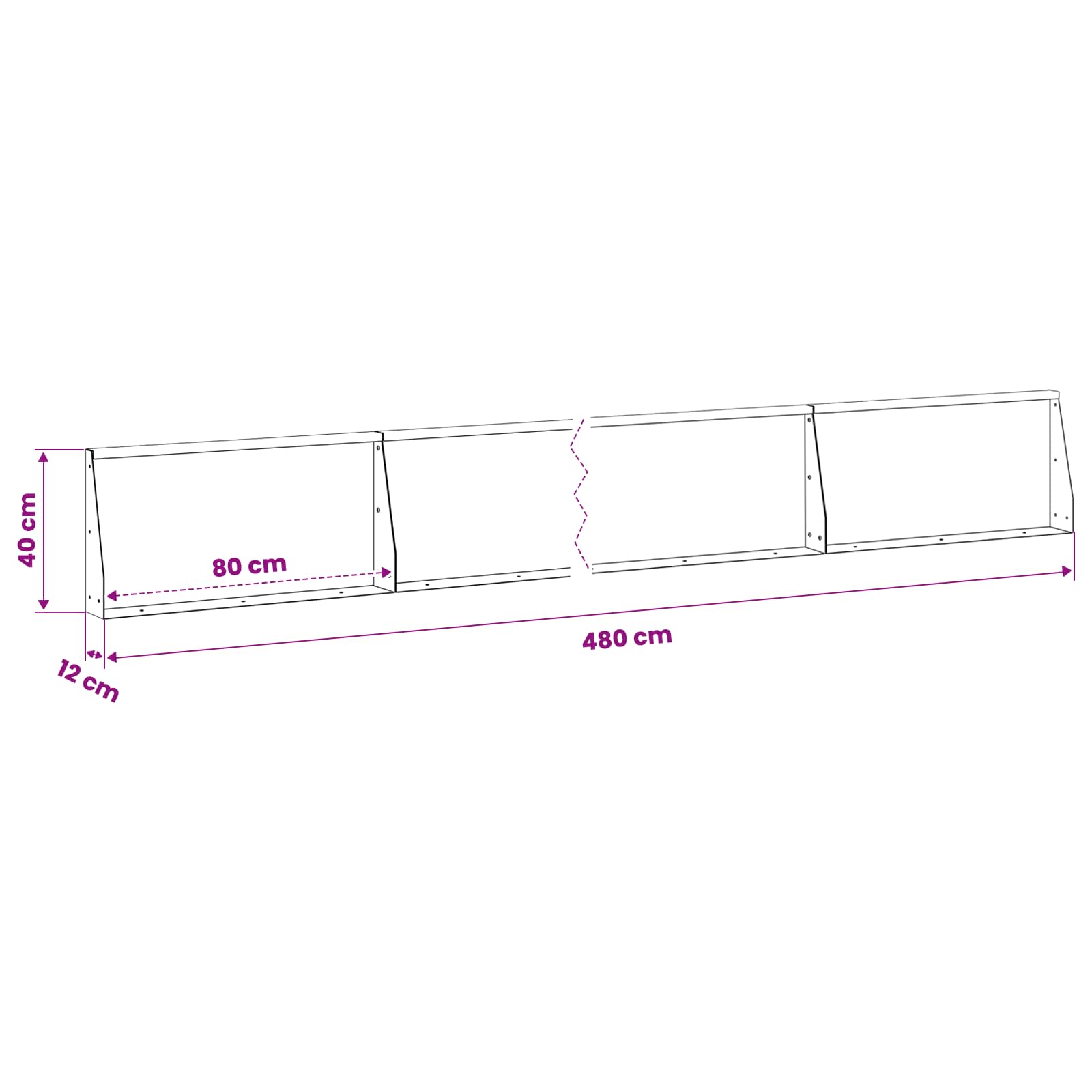 Τοίχος Στήριξης 6 τμχ. 80 x 12 x 40 εκ. Ατσάλι Λευκό - Pakobazaar