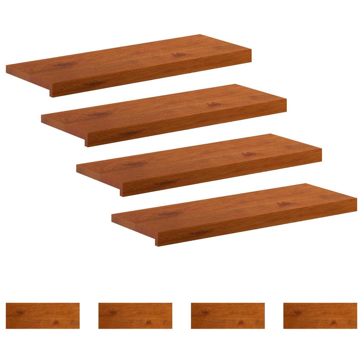 Σκαλοπάτι 8 τεμ. 80 x 30 x 2 cm Καφέ Στερεό Ξύλο Δρυός - Pakobazaar