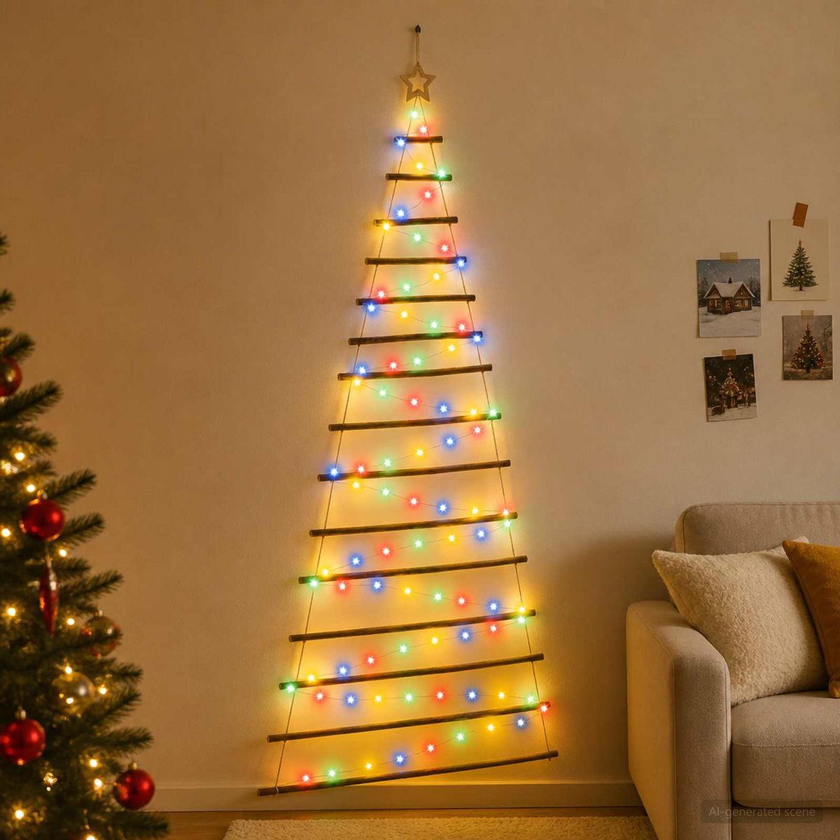 Κρεμαστό Χριστουγεννιάτικο Δέντρο 210 εκ. 130 LED Πολύχρωμο