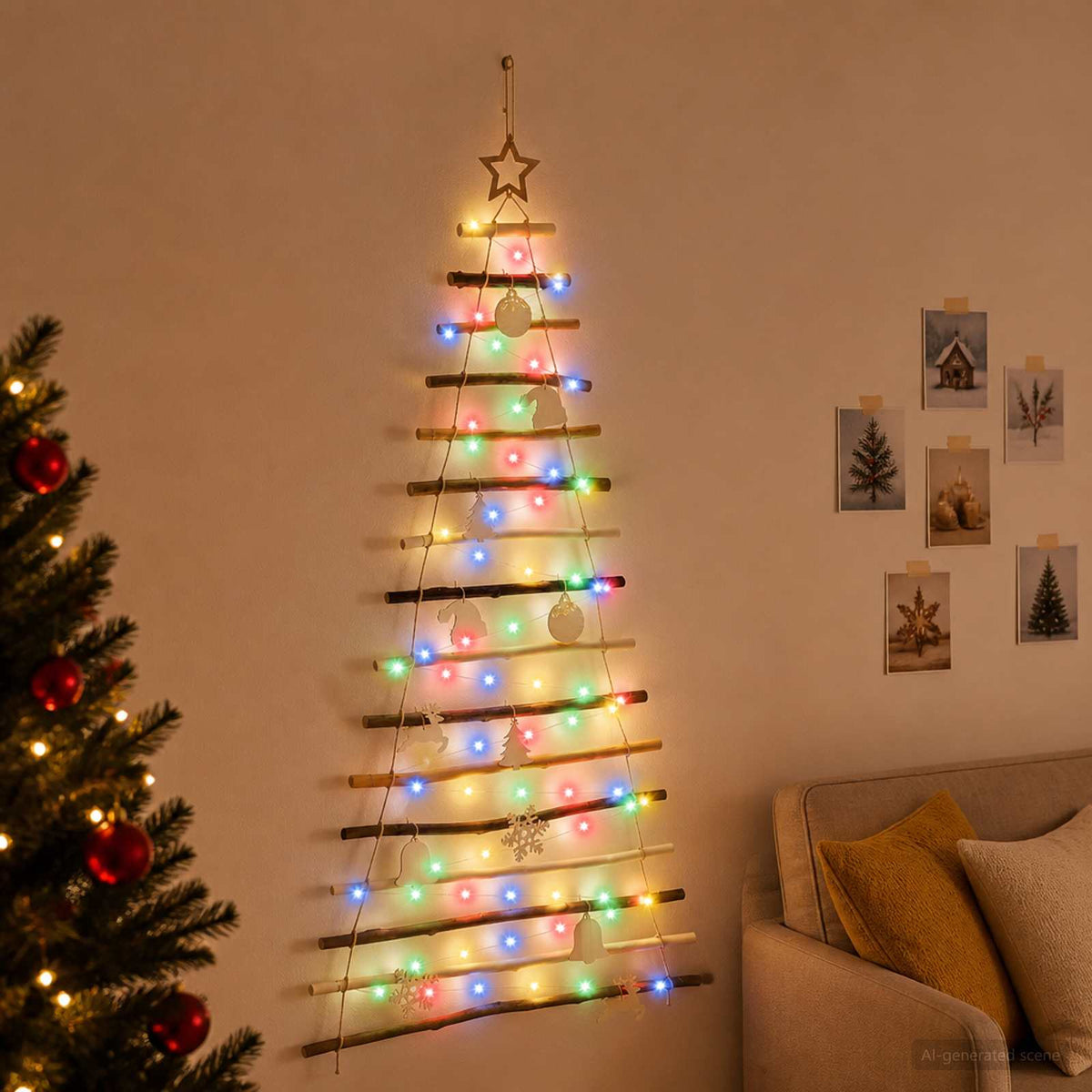 Κρεμαστό Χριστουγεννιάτικο Δέντρο 150 εκ. 80 LED Πολύχρωμο - Pakobazaar