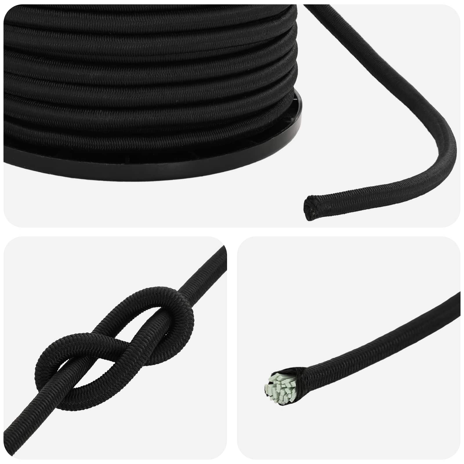 Σχοινιά Bungee 4 mm Μαύρο PP και καουτσούκ - Pakobazaar