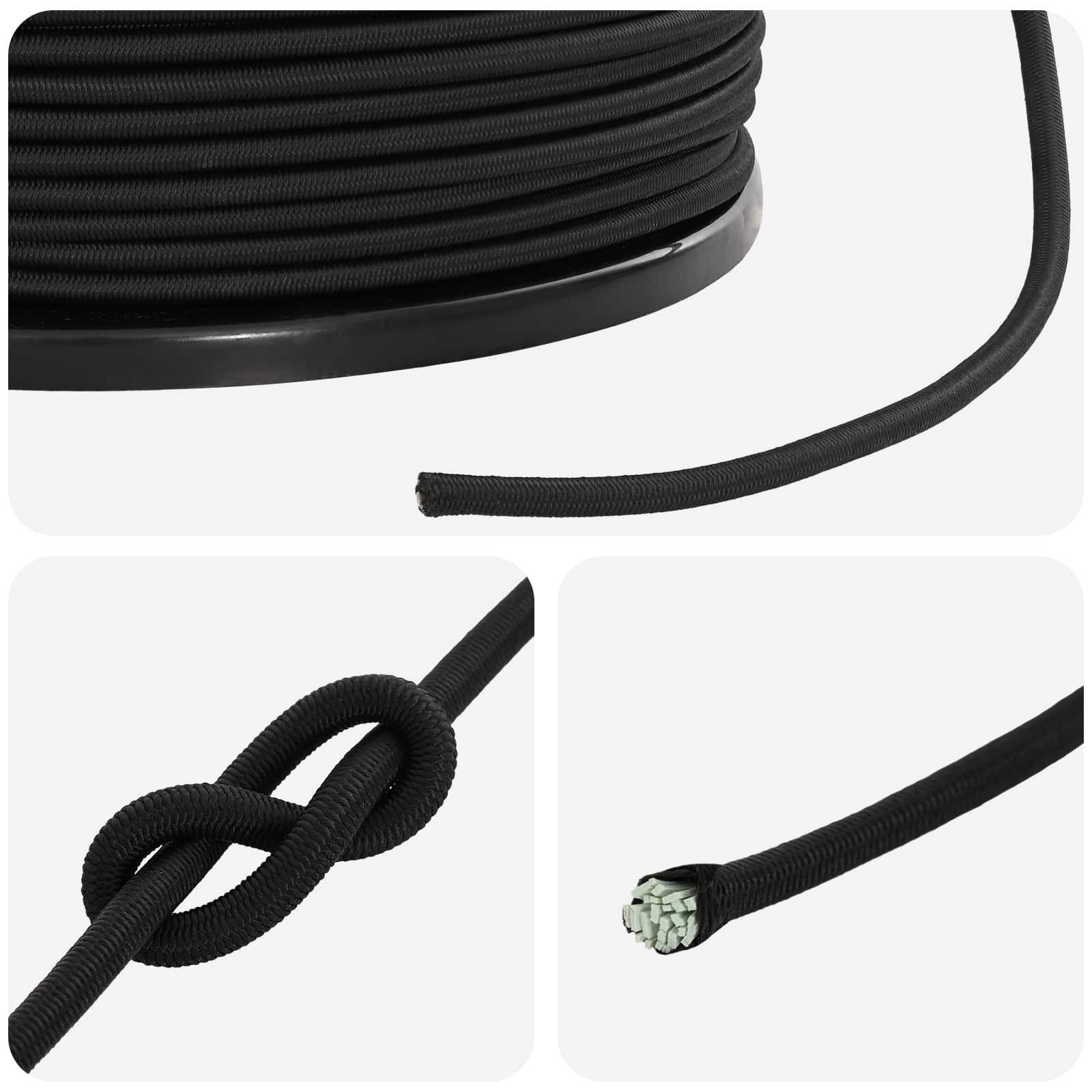 Σχοινιά Bungee 4 mm Μαύρο PP και καουτσούκ - Pakobazaar