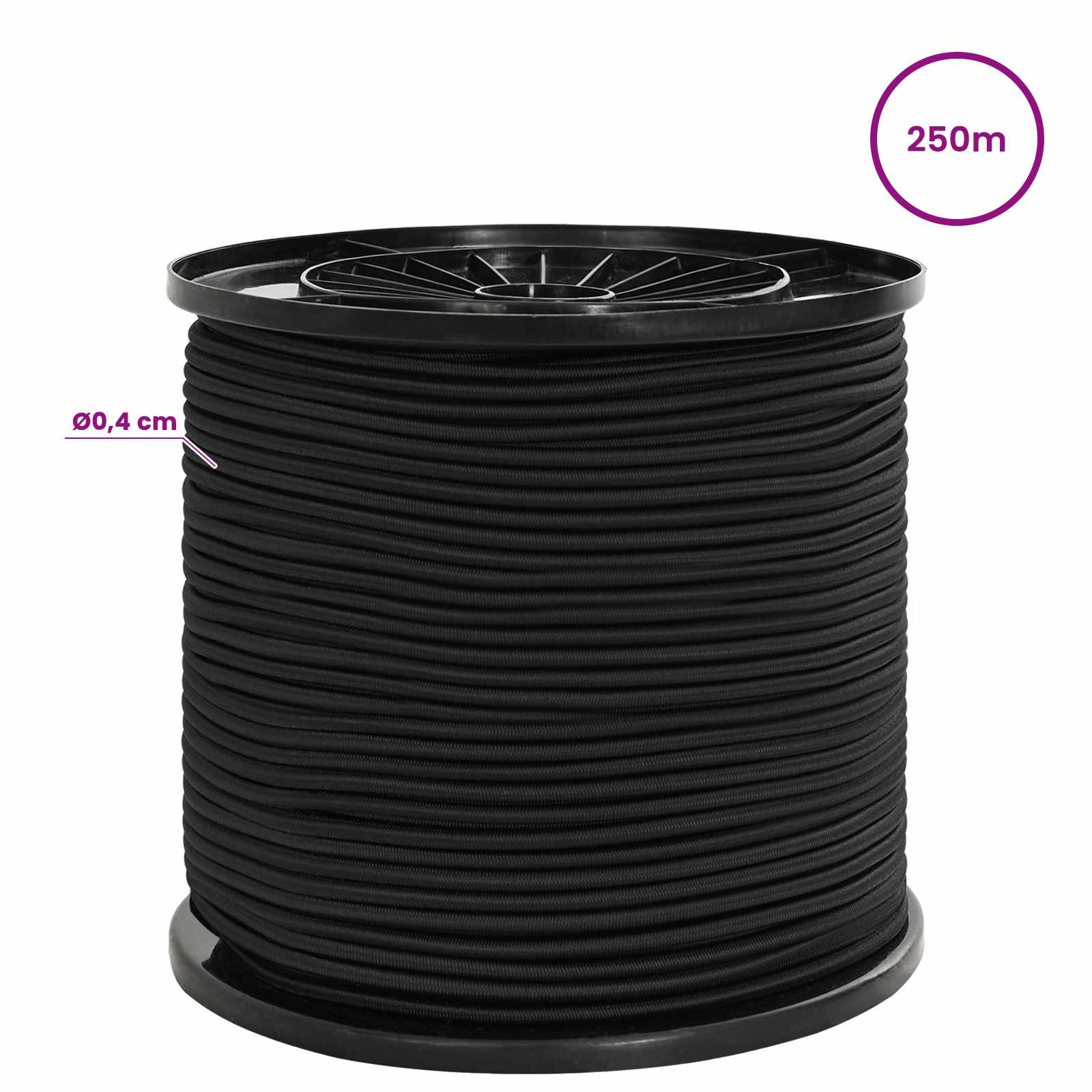 Σχοινιά Bungee 4 mm Μαύρο PP και καουτσούκ - Pakobazaar