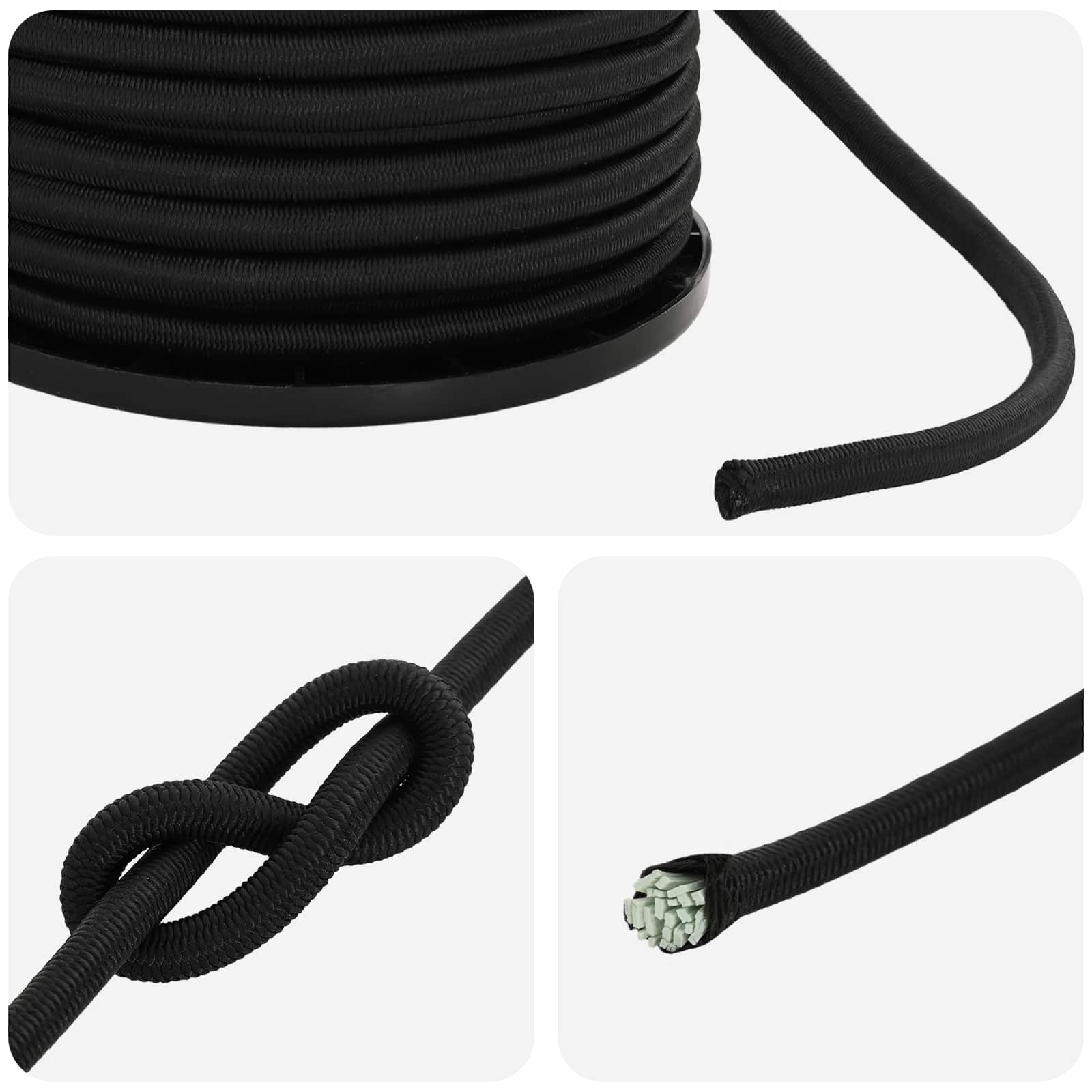 Σχοινιά Bungee 6 mm Μαύρο PP και καουτσούκ