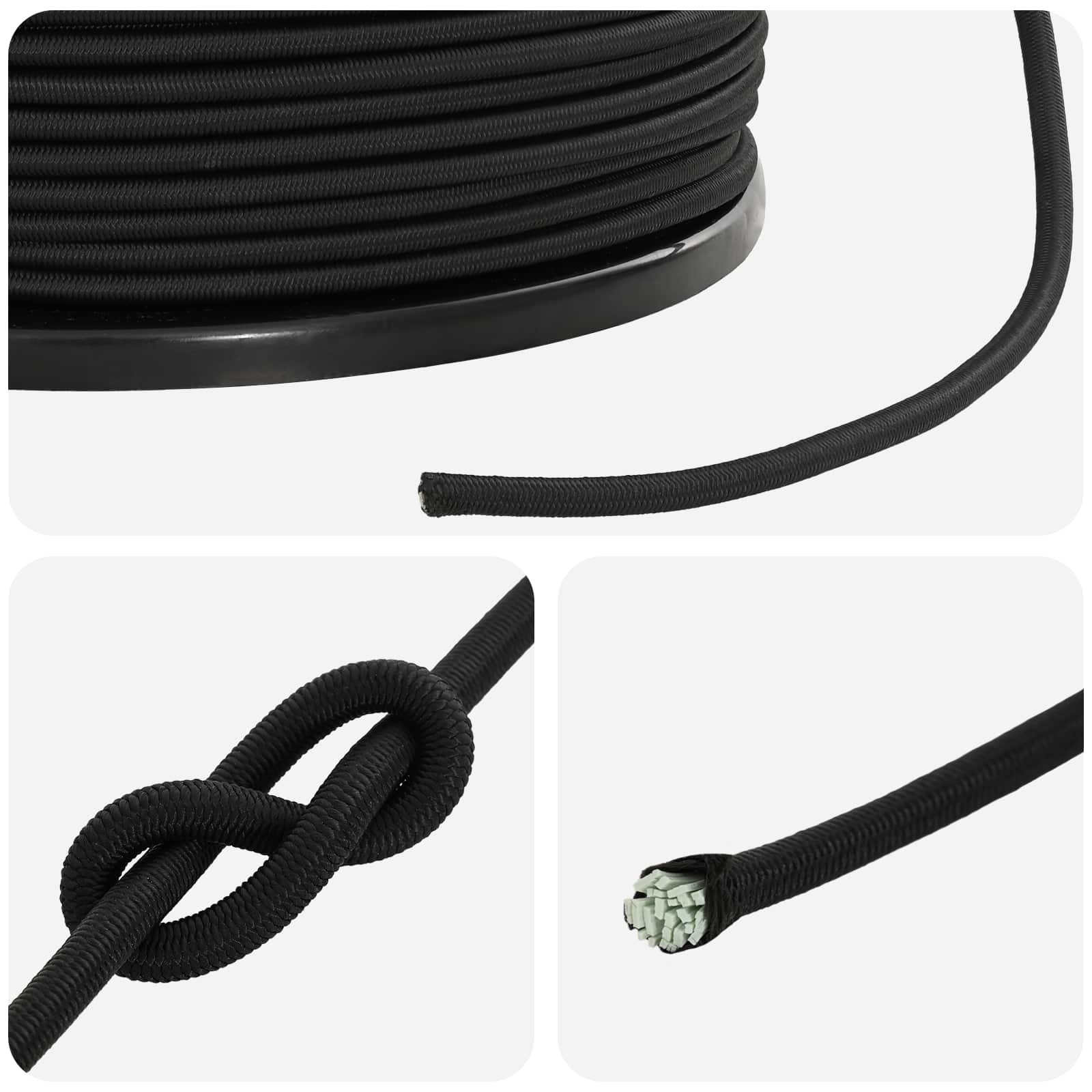 Σχοινιά Bungee 6 mm Μαύρο PP και καουτσούκ