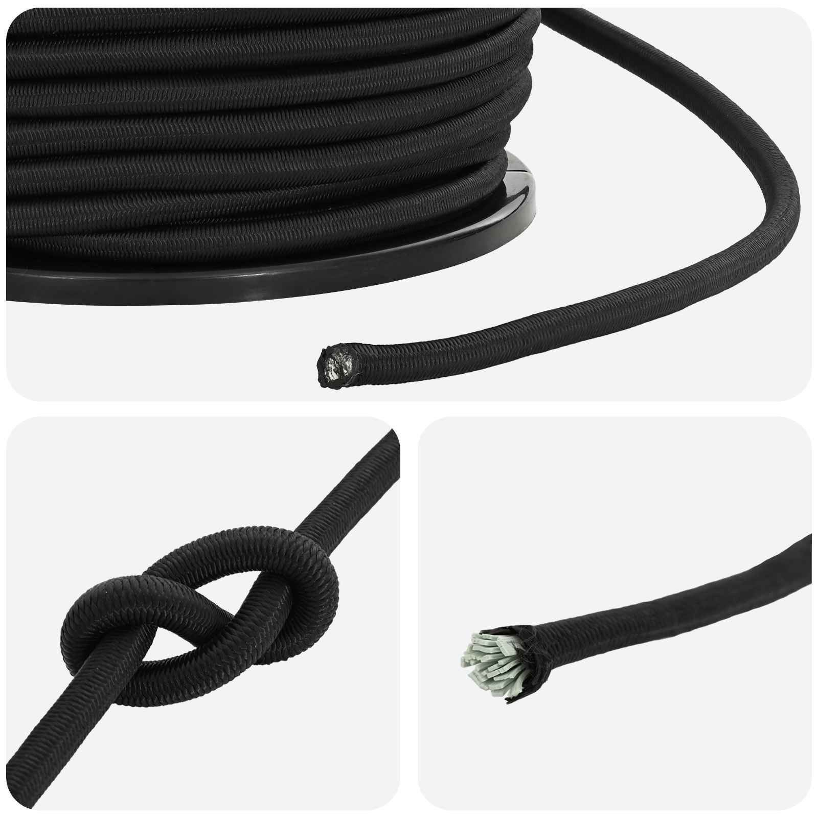 Σχοινιά Bungee 8 mm Μαύρο PP και καουτσούκ - Pakobazaar