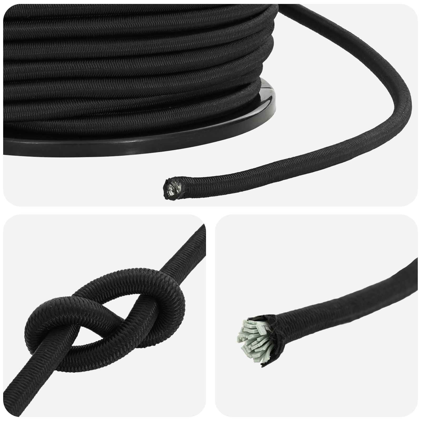 Σχοινιά Bungee 10 mm Μαύρο PP και καουτσούκ - Pakobazaar