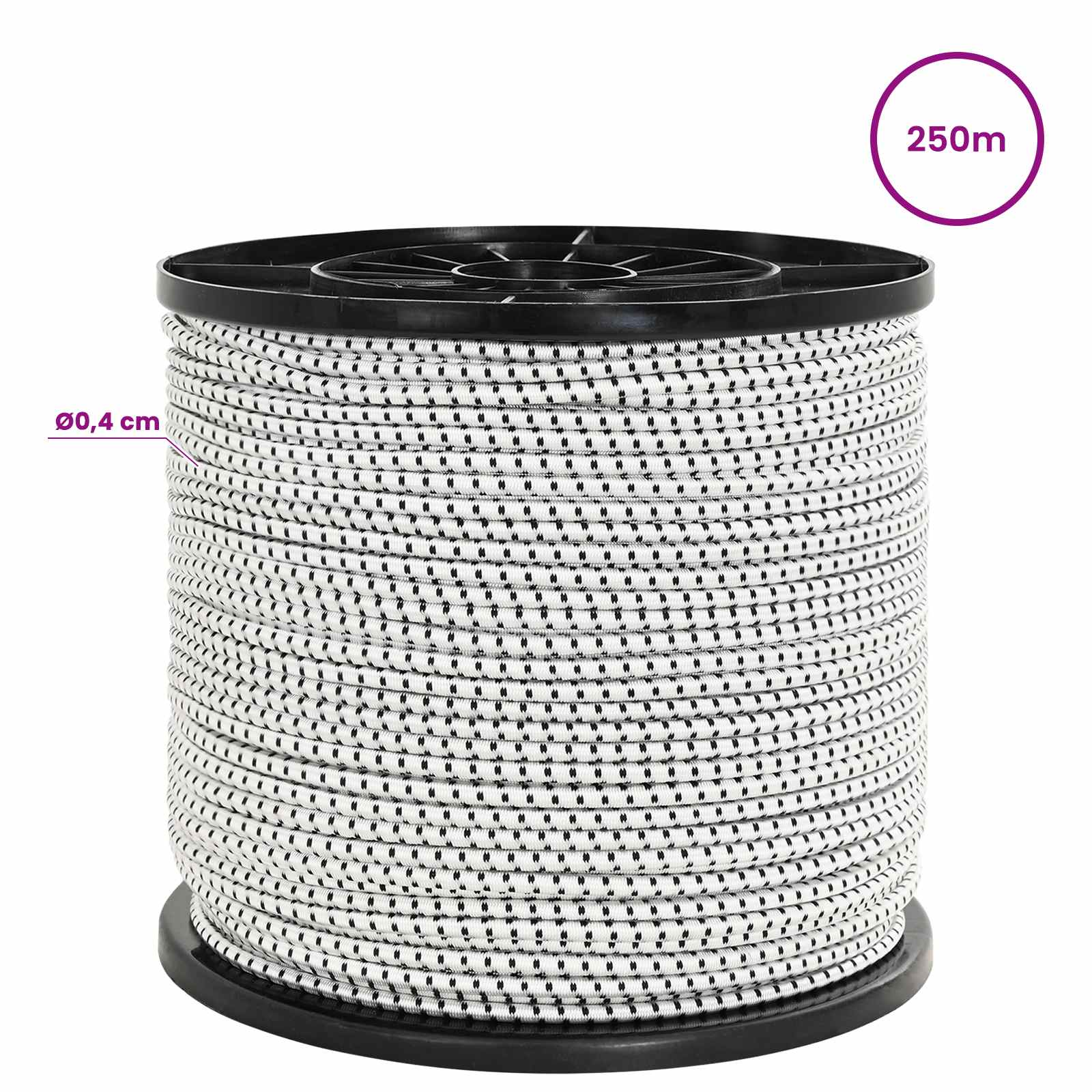 Σχοινιά Bungee 4 mm Μαύρο και Λευκό PP και καουτσούκ