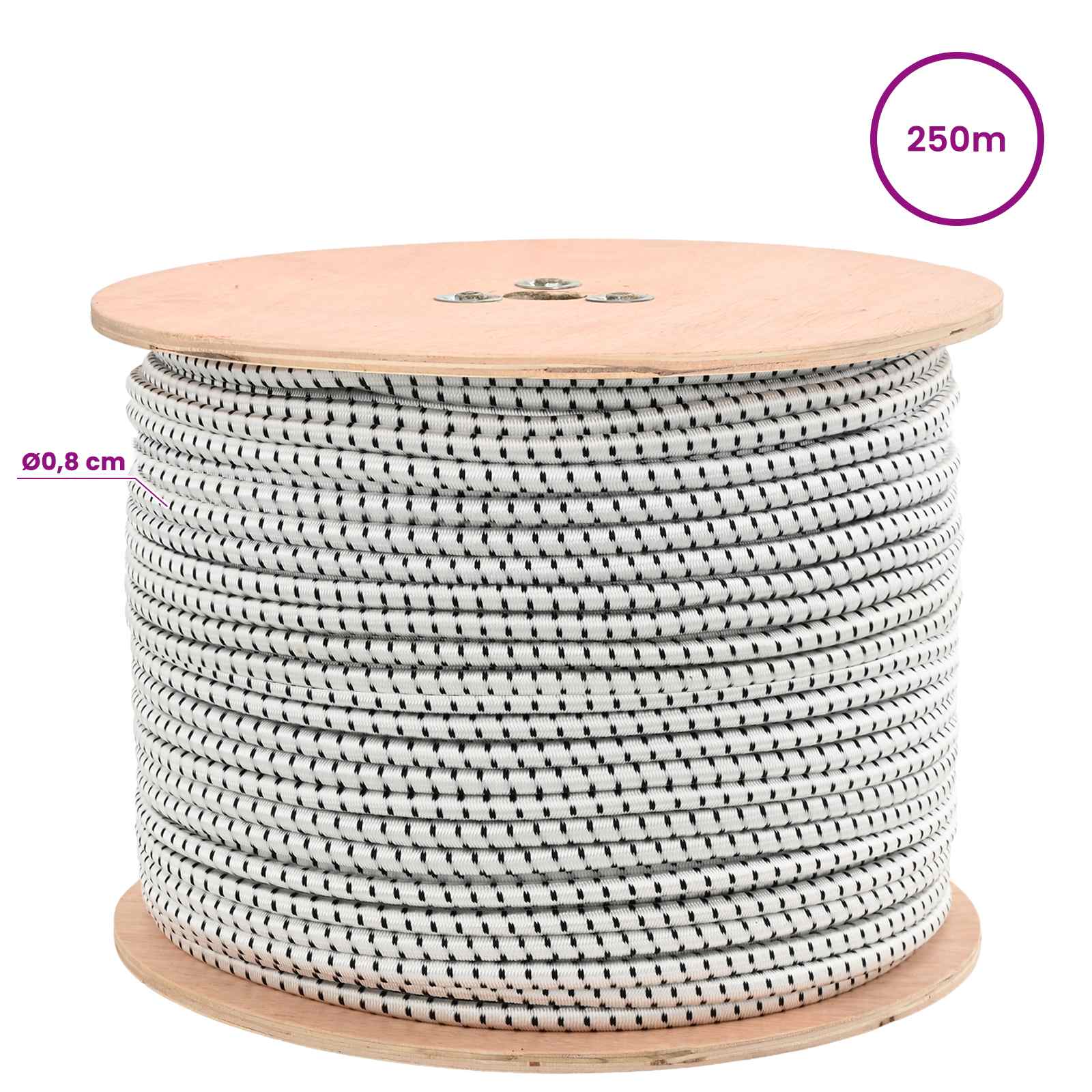 Σχοινιά Bungee 8 mm Μαύρο και Λευκό PP και καουτσούκ - Pakobazaar