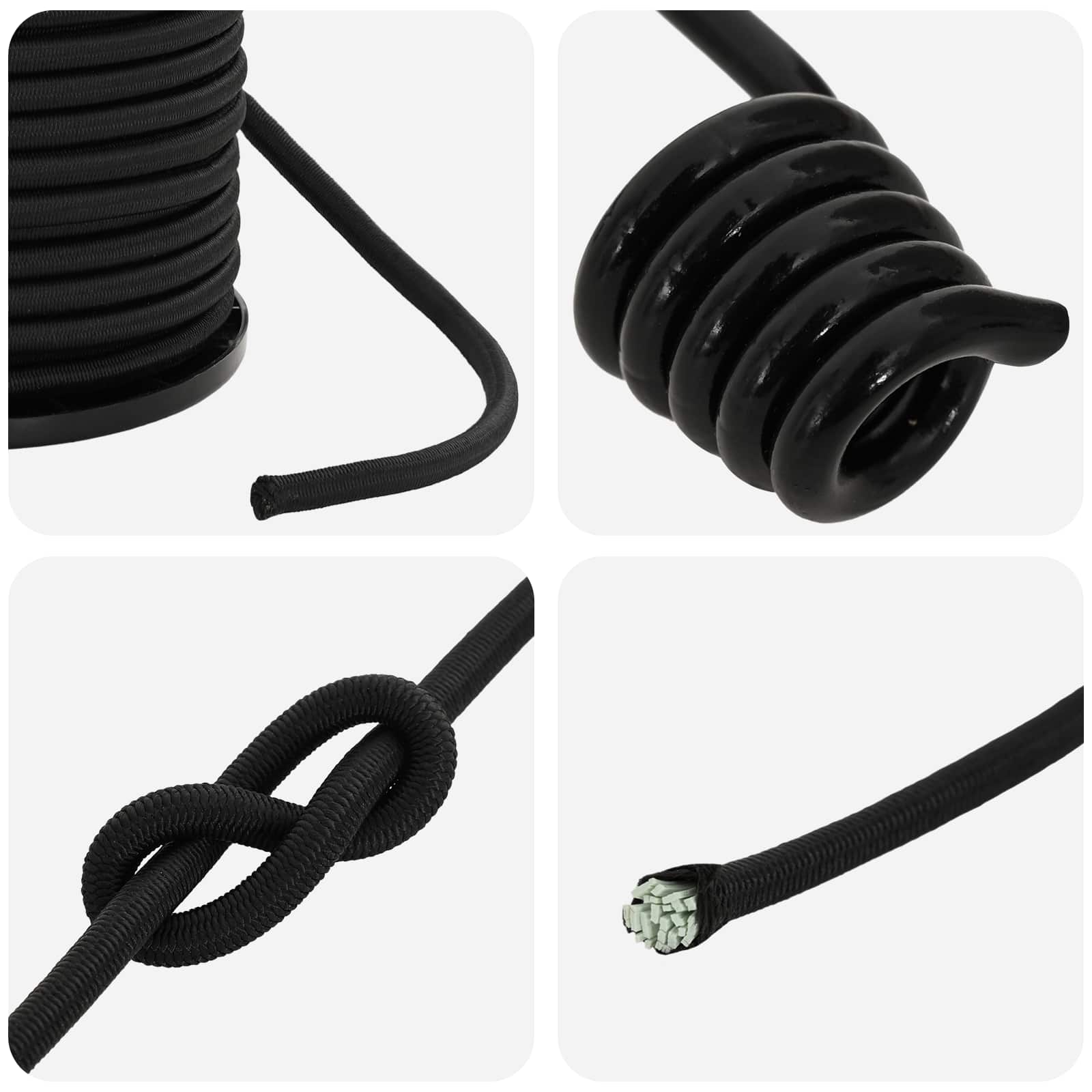 Σχοινιά Bungee με Γάντζους 4 mm Μαύρο PP και καουτσούκ