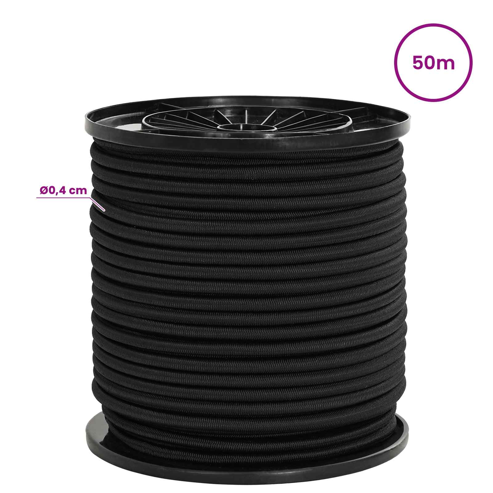 Σχοινιά Bungee με Γάντζους 4 mm Μαύρο PP και καουτσούκ