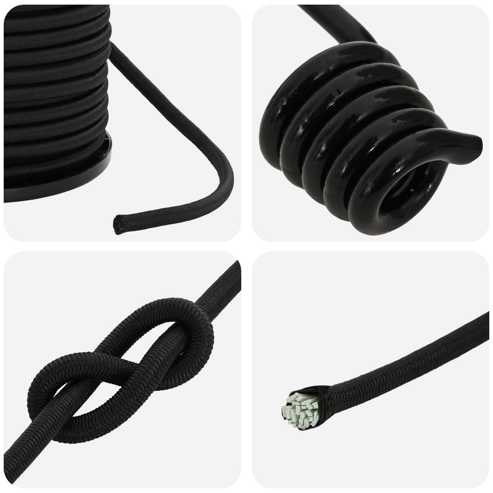 Σχοινιά Bungee με Γάντζους 6 mm Μαύρο PP και καουτσούκ