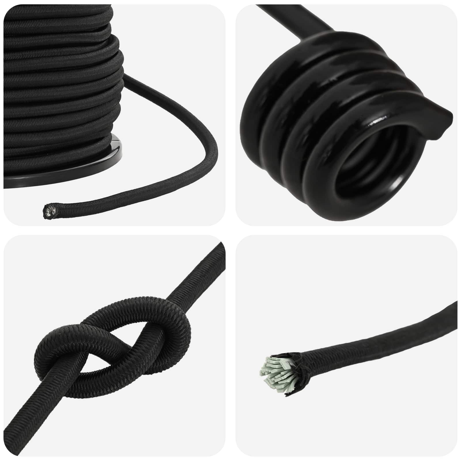 Σχοινιά Bungee με Γάντζους 8 mm Μαύρο PP και καουτσούκ