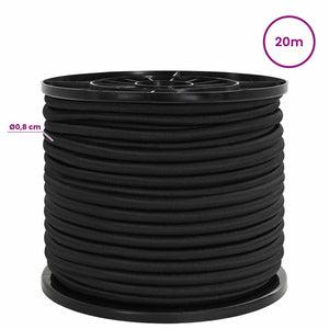 Σχοινιά Bungee με Γάντζους 8 mm Μαύρο PP και καουτσούκ