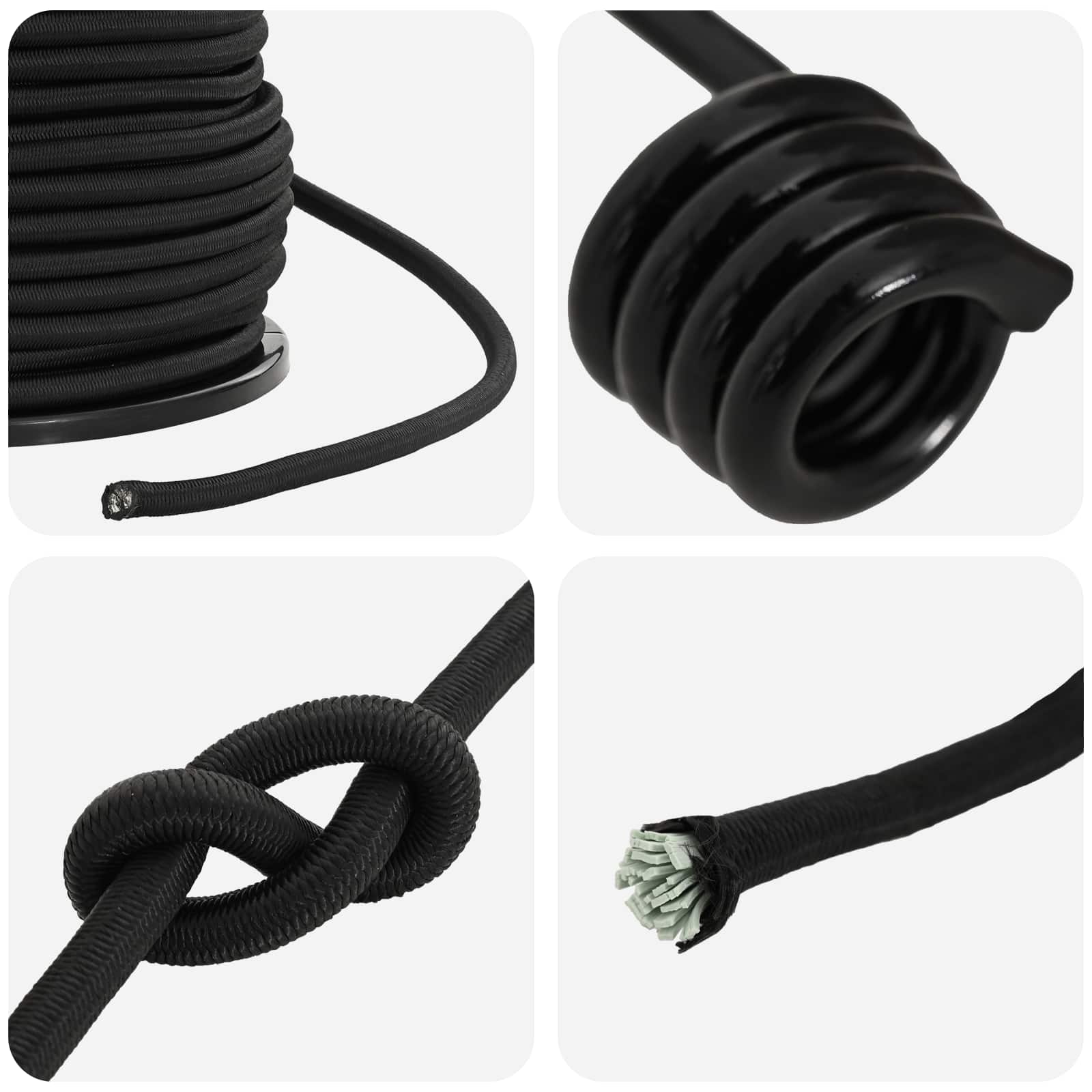 Σχοινιά Bungee με Γάντζους 10 mm Μαύρο PP και καουτσούκ - Pakobazaar