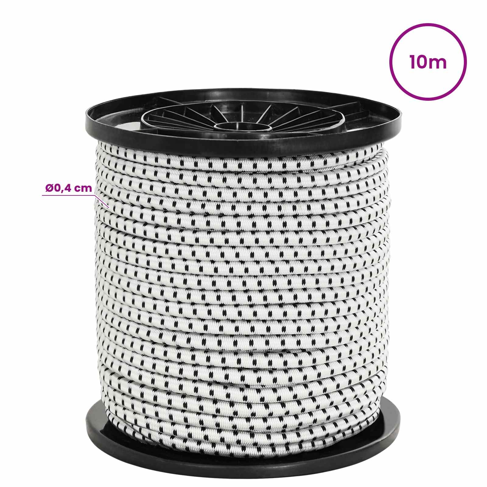 Σχοινιά Bungee με Γάντζους 4 mm Μαύρο και Λευκό - Pakobazaar