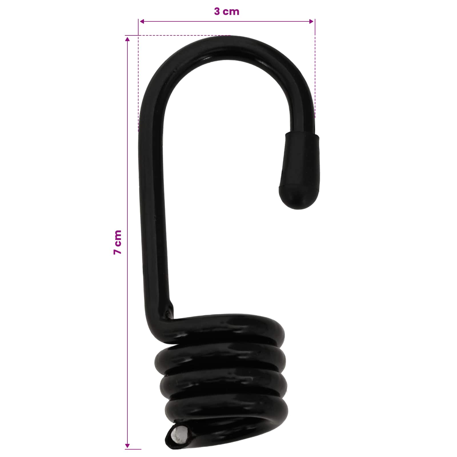 Σχοινιά Bungee με Γάντζους 8 mm Μαύρο και Λευκό