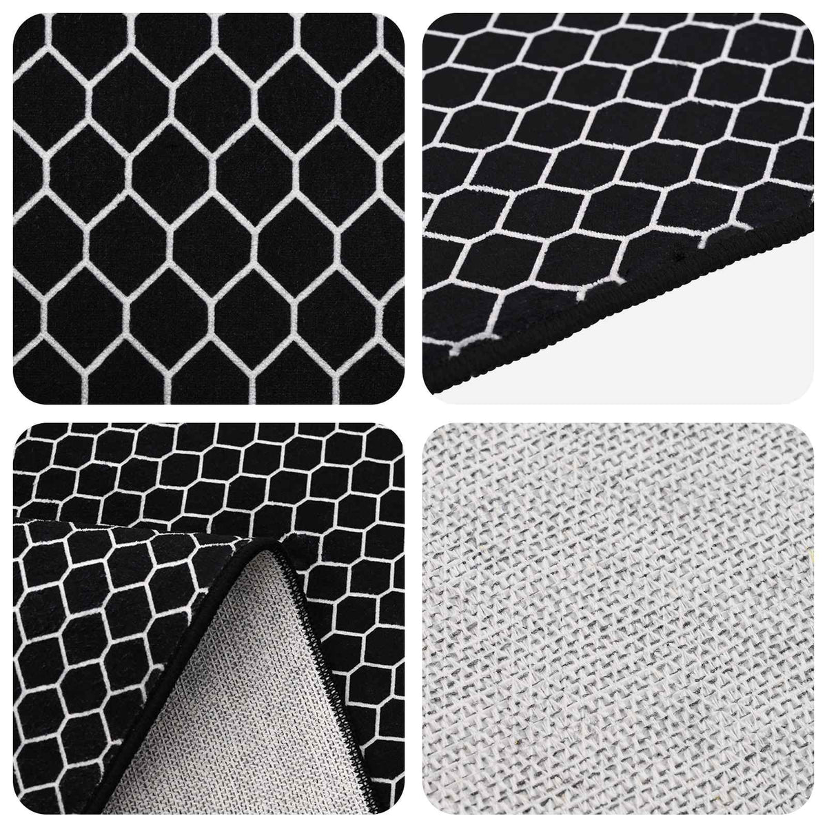 Χαλί ORIZ Μαύρο δικτυωτό σχέδιο 240 x 340 cm 100% Πολυεστέρας - Pakobazaar