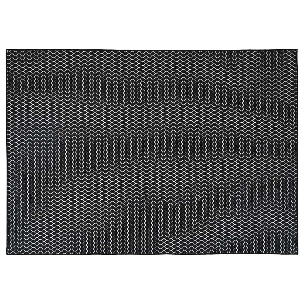 Χαλί ORIZ Μαύρο δικτυωτό σχέδιο 240 x 340 cm 100% Πολυεστέρας - Pakobazaar
