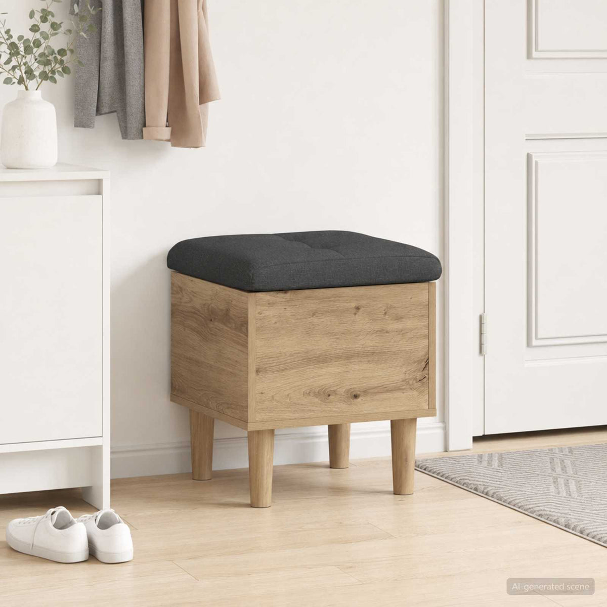 Παγκάκι αποθήκευσης με μαξιλάρι Artisan Δρυς 42 x 42 x 46 εκ - Pakobazaar