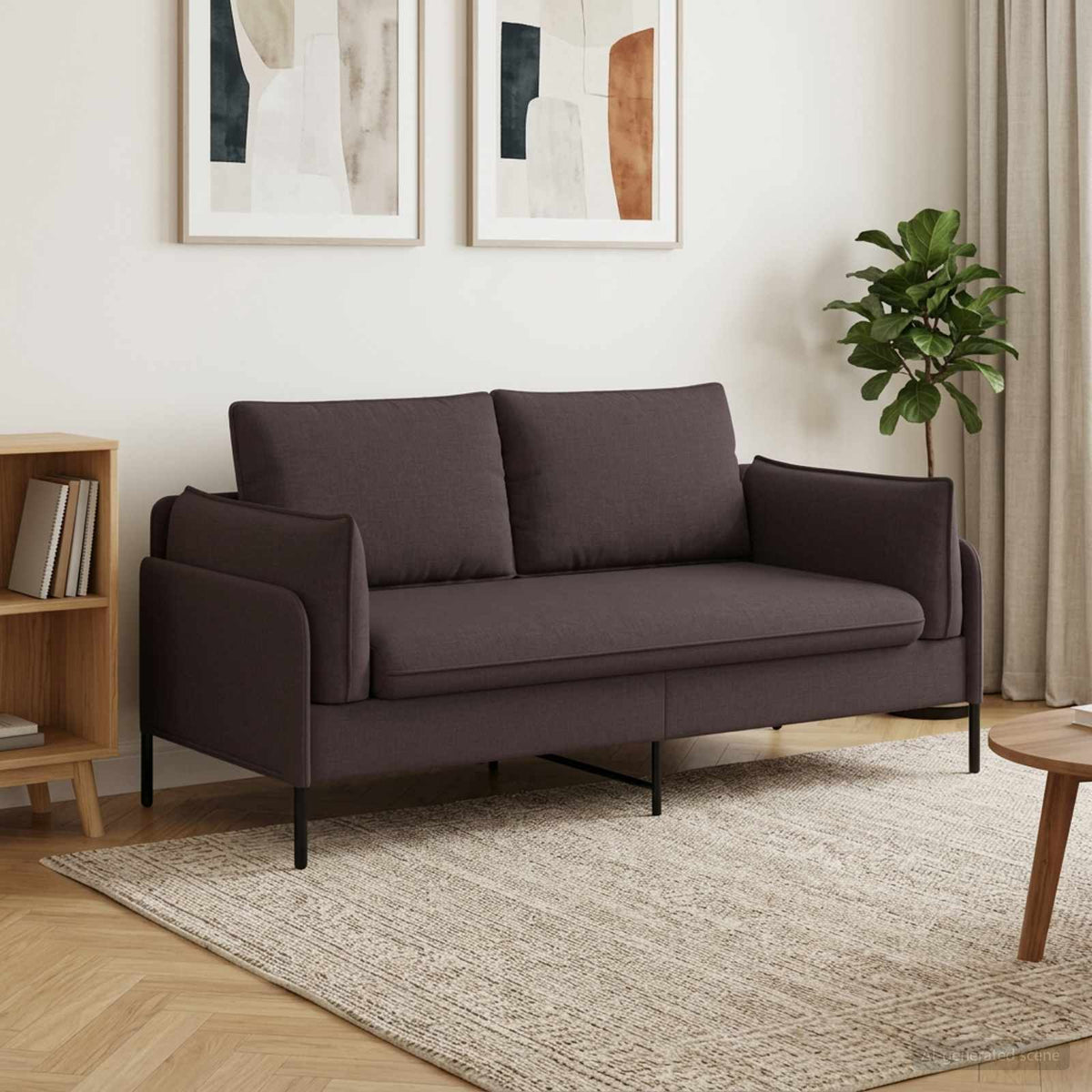 Καναπές 2 ατόμων Σκούρο Καφέ 188 x 81 x 89 εκ. Ύφασμα