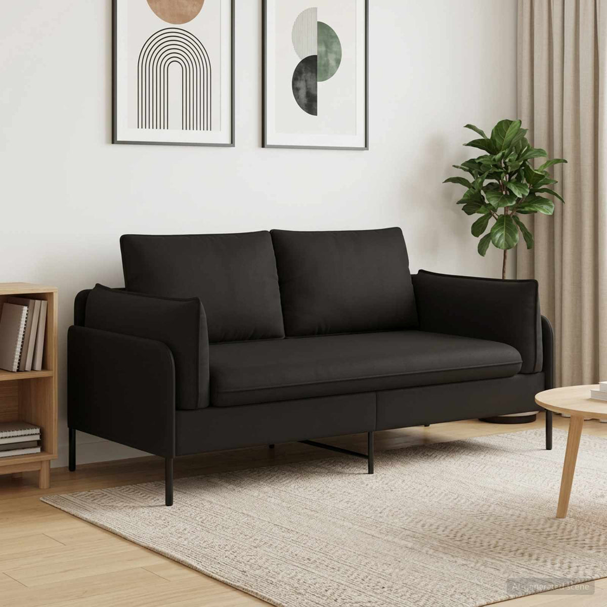 Καναπές 2 ατόμων 2-θέσιο Μαύρο 188 x 81 x 89 εκ. Βελούδο - Pakobazaar