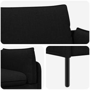 3-Θέσιος καναπές Μαύρο 222 x 81 x 89 εκ. Ύφασμα - Pakobazaar