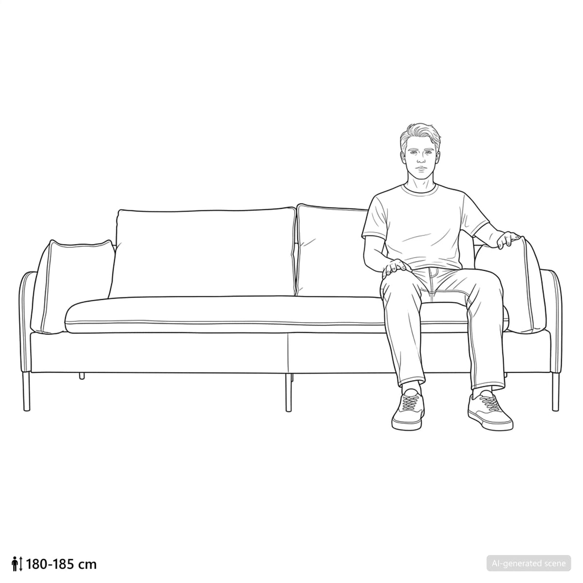 3-Θέσιος καναπές Μαύρο 222 x 81 x 89 εκ. Ύφασμα - Pakobazaar