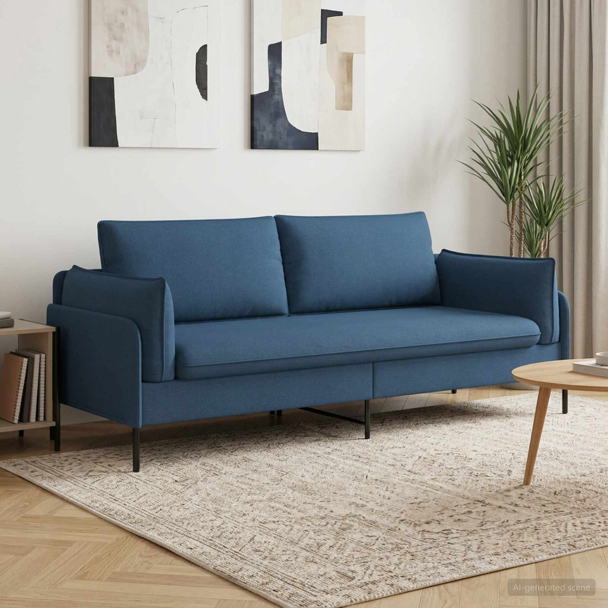 3-Θέσιος καναπές Μπλε 222 x 81 x 89 εκ. Ύφασμα - Pakobazaar
