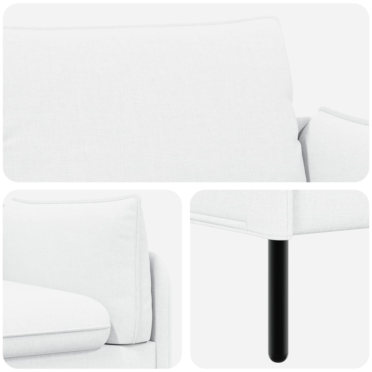 3-Θέσιος καναπές Λευκό 222 x 81 x 89 εκ. Ύφασμα - Pakobazaar