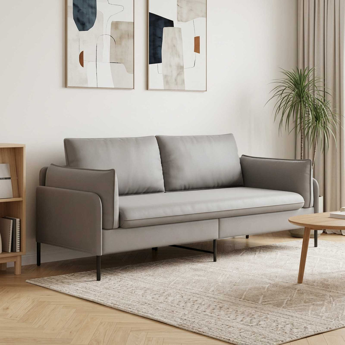 3-Θέσιος καναπές Ανοιχτό γκρι 222 x 81 x 89 εκ. Βελούδο