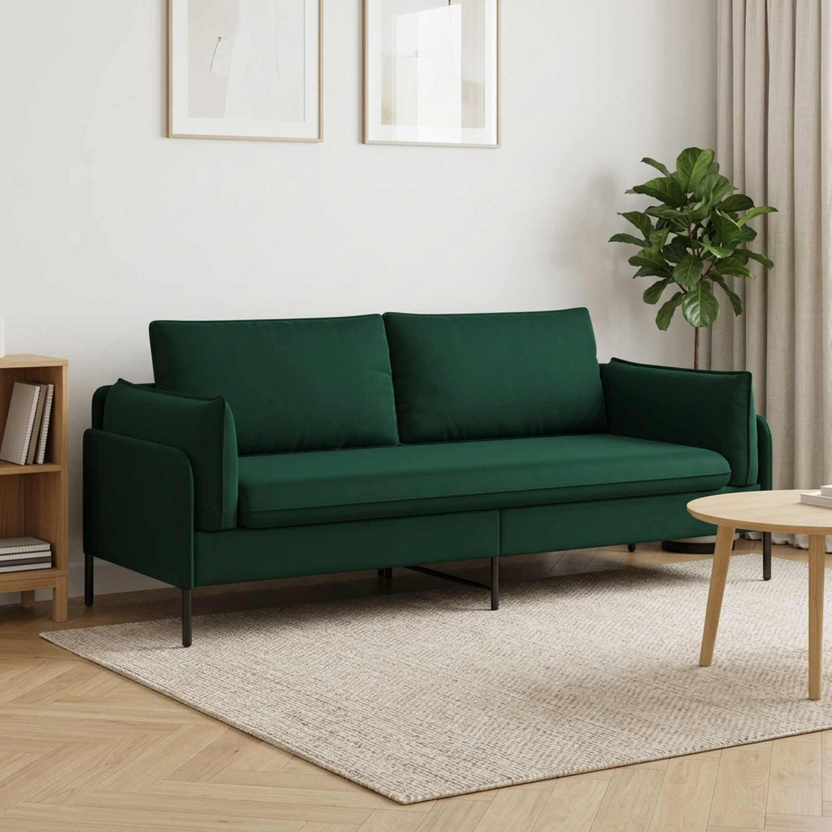 3-Θέσιος καναπές Σκούρο Πράσινο 222 x 81 x 89 εκ. Βελούδο - Pakobazaar