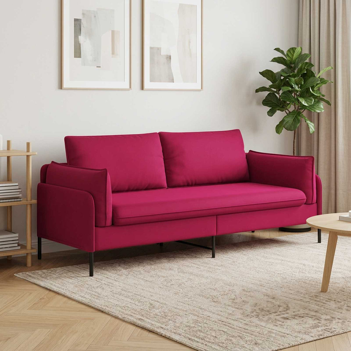 3-Θέσιος καναπές 3-θέσιο Κόκκινο 222 x 81 x 89 εκ. Βελούδο