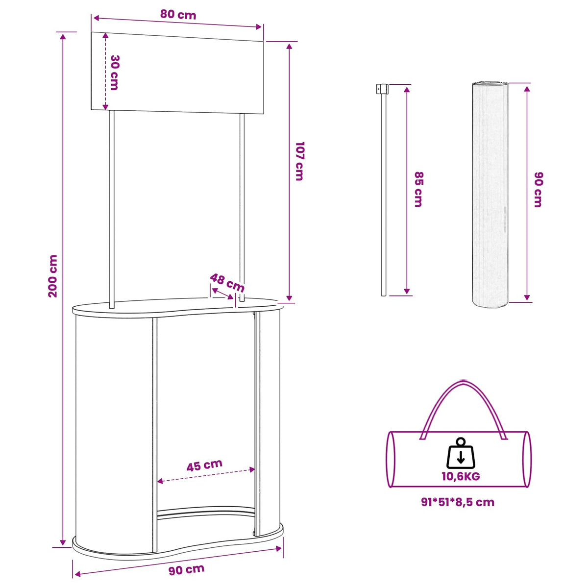 Πάγκος έκθεσης Ανοιχτό καφέ και Λευκό 90 x 48 x 200 cm
