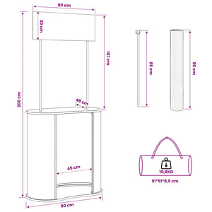 Πάγκος έκθεσης Ανοιχτό καφέ και Λευκό 90 x 48 x 200 cm