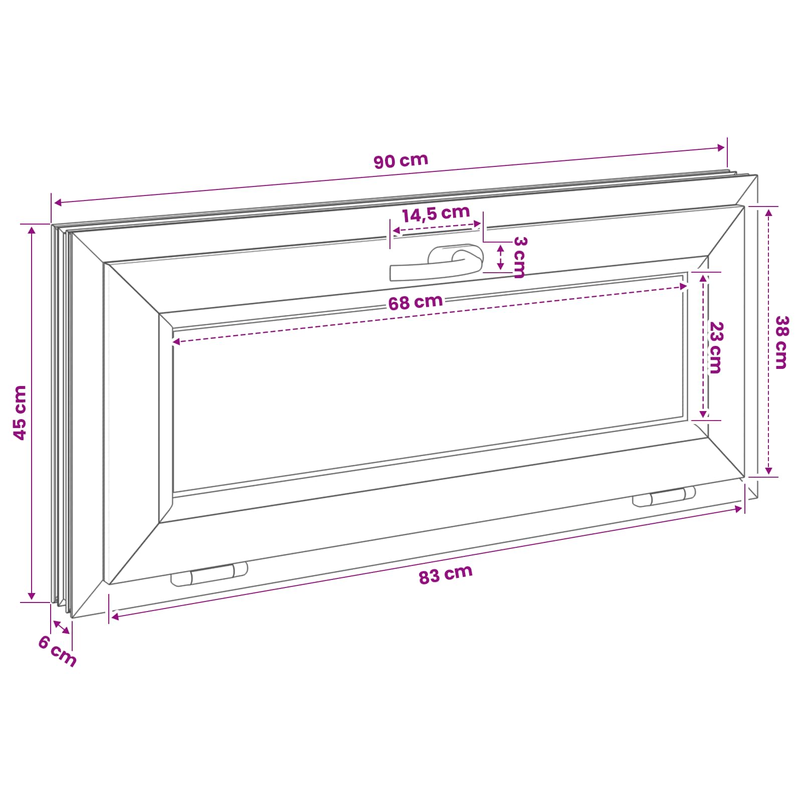 Παράθυρο με Κλίση Υπόγειου RISOR 90 x 45 cm - Pakobazaar