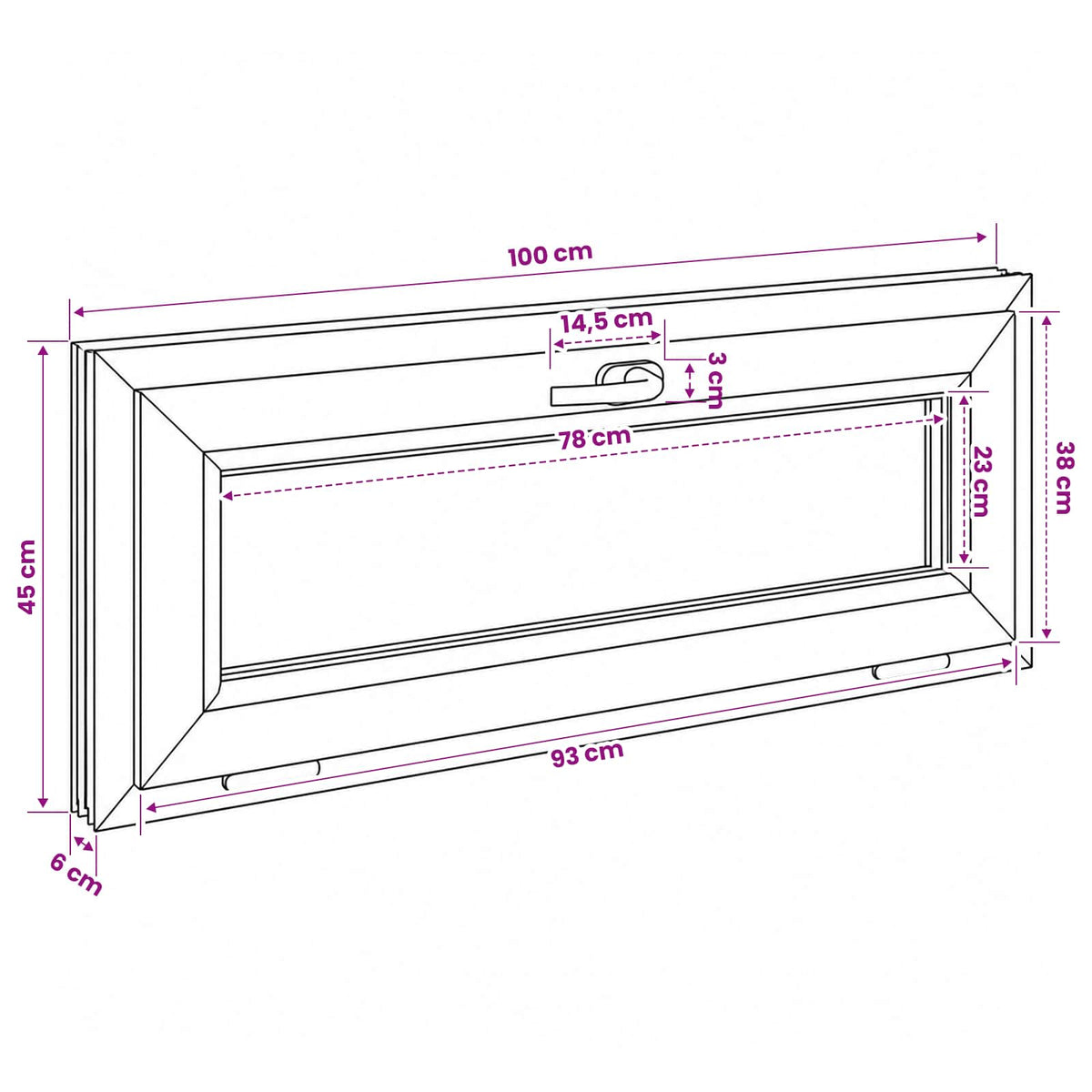 Παράθυρο με Κλίση Υπόγειου RISOR 100 x 45 cm - Pakobazaar