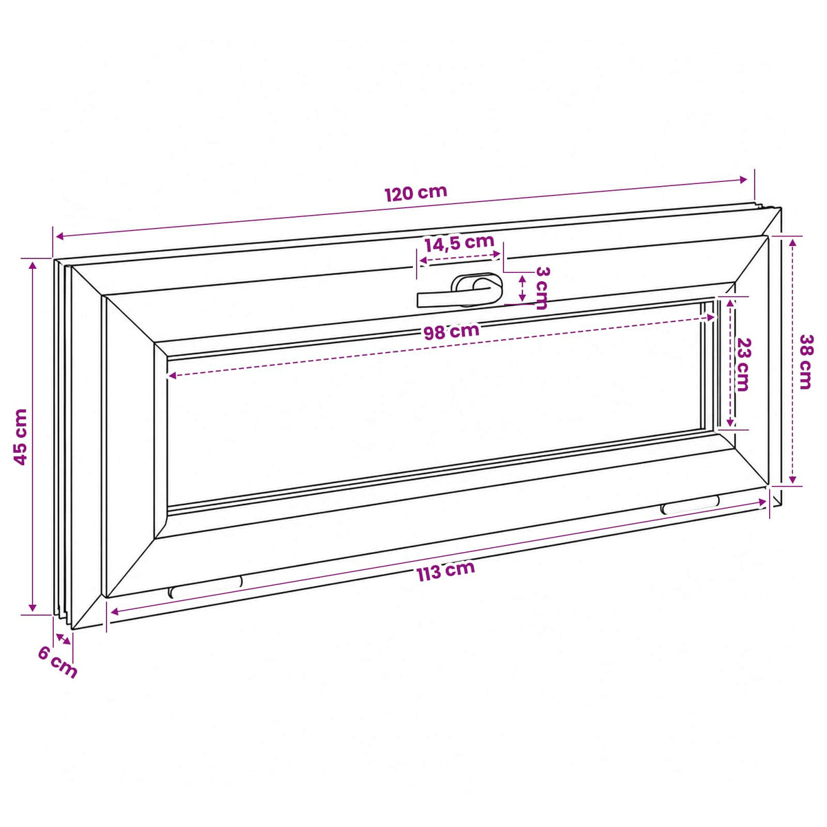 Παράθυρο με Κλίση Υπόγειου RISOR 120 x 45 cm - Pakobazaar