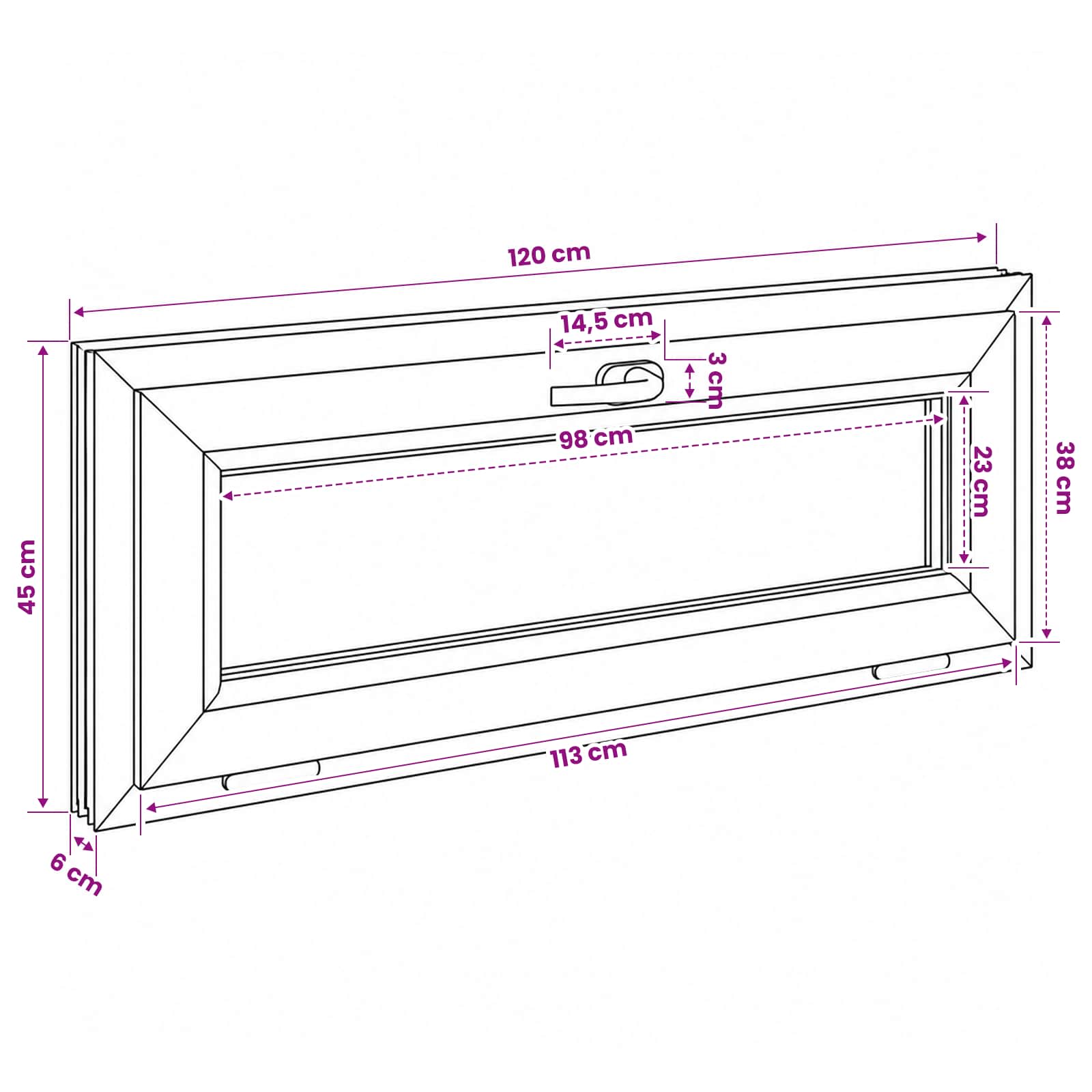 Παράθυρο με Κλίση Υπόγειου RISOR 120 x 45 cm - Pakobazaar