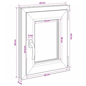 Παράθυρο Κάτω Στρώματος RISOR 50 x 55 εκ PVC και Γυαλί - Pakobazaar