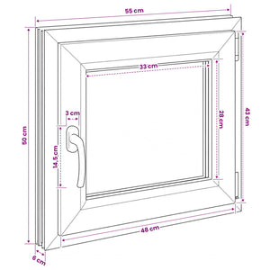 Παράθυρο Κάτω Στρώματος RISOR 55 x 50 εκ. PVC και Γυαλί - Pakobazaar