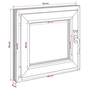 Παράθυρο Κάτω Στρώματος RISOR 55 x 50 εκ. PVC και Γυαλί - Pakobazaar